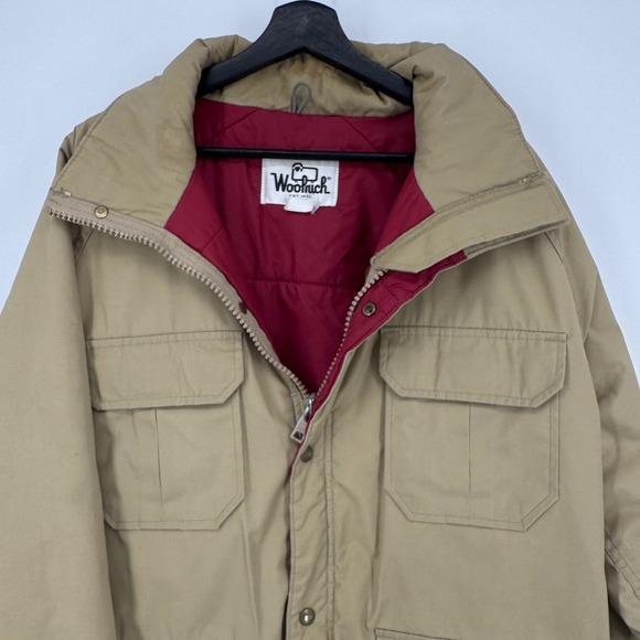 Vintage Woolrich Timber Jacket Mens Large Tan Field Insulated Coat Lined Outdoor - Picture 3 of 14